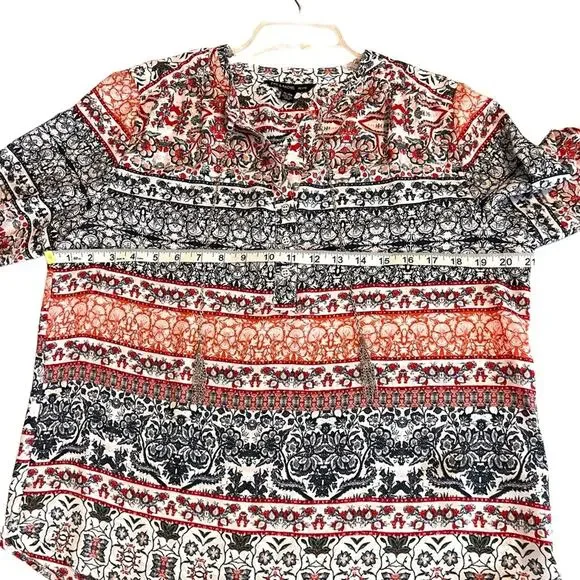 Zac & Rachel Womens Top Size Petite L white black salmon work wear metal tassel - Picture 7 of 16